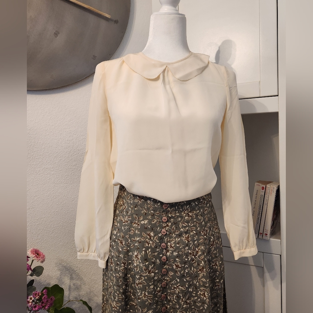 Madewell Silk Peter Pan Top XS